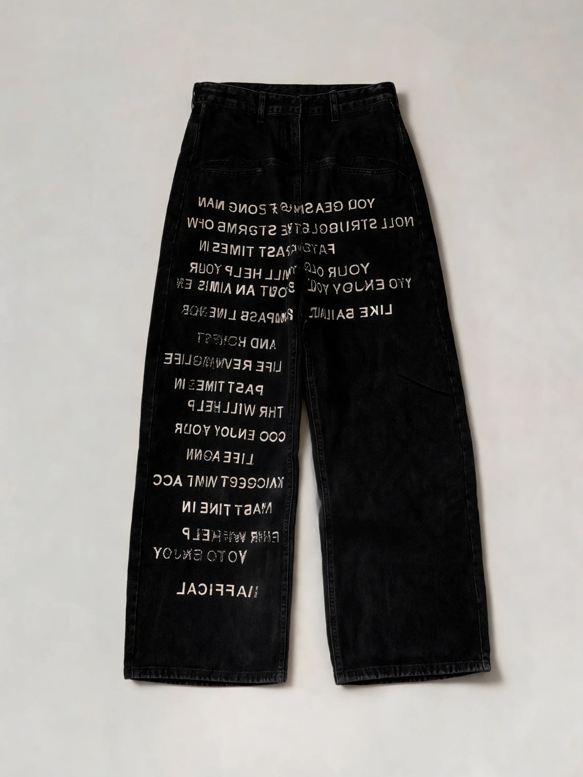 Quinn | Men's Letter Print Baggy Jeans | Wide Leg Belt Loops Full Length for Everyday Wear