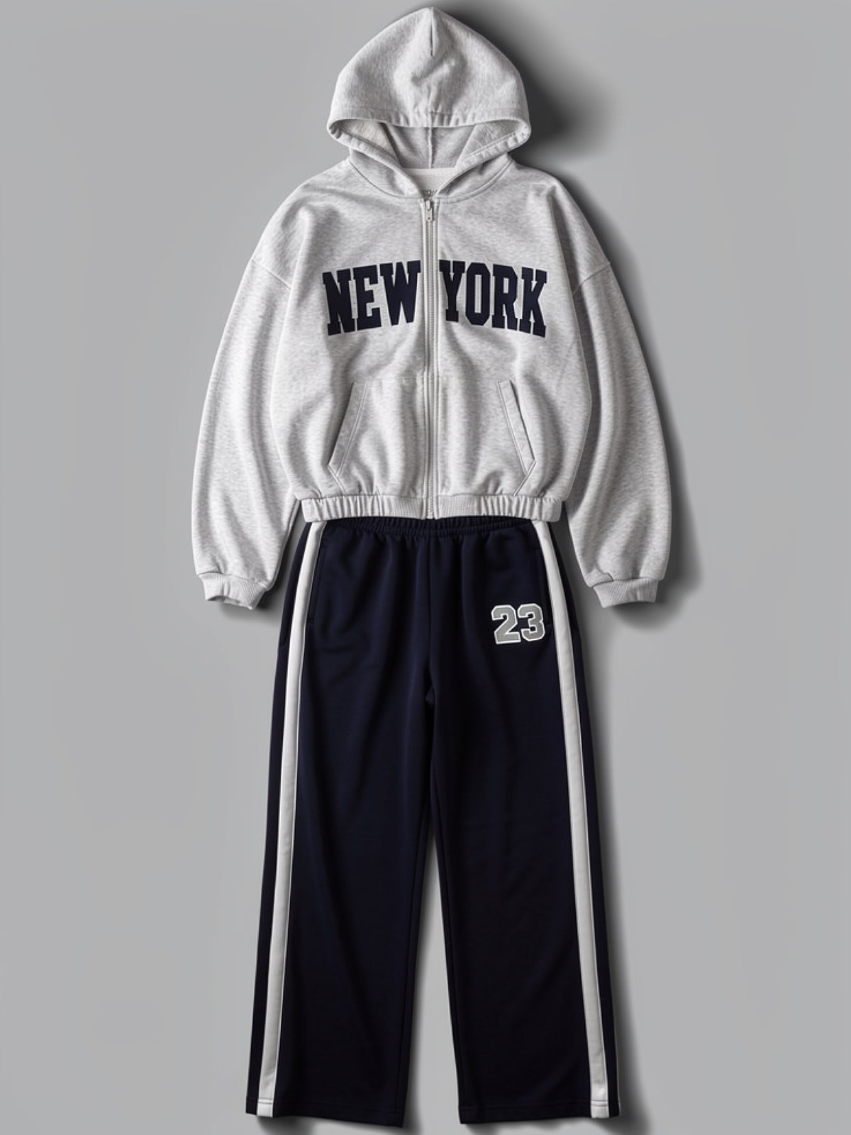 Sydney | Women's Graphic Sweatsuit Set | Zip Front Hoodie Side Stripe Sweatpants for Everyday Wear