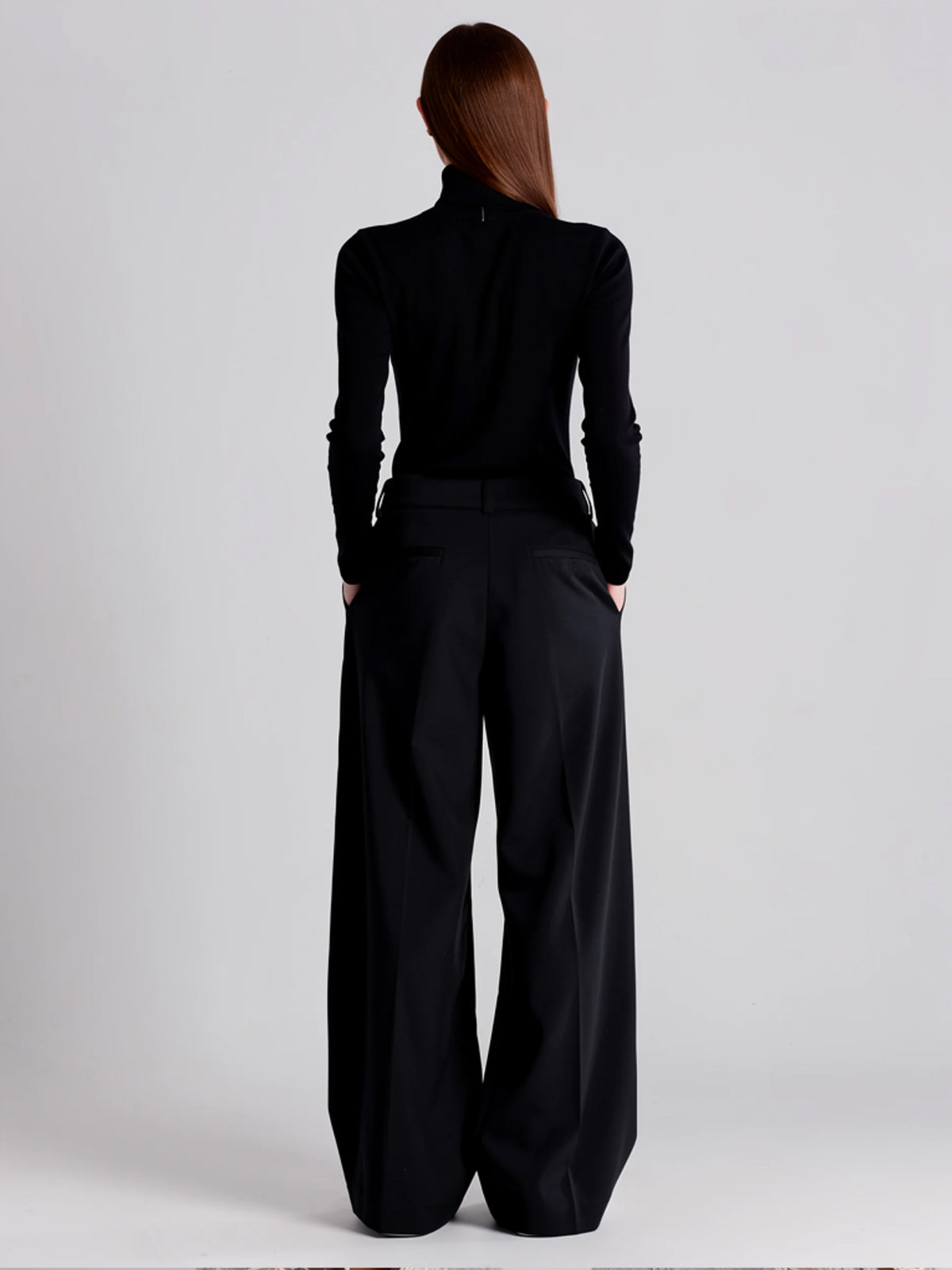 Presley | Women's Black Wide Leg Pants | Button Fly Front Pleats Full Length for Office and Everyday Wear