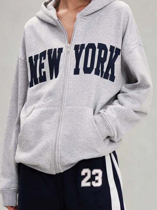 Sydney | Women's Graphic Sweatsuit Set | Zip Front Hoodie Side Stripe Sweatpants for Everyday Wear