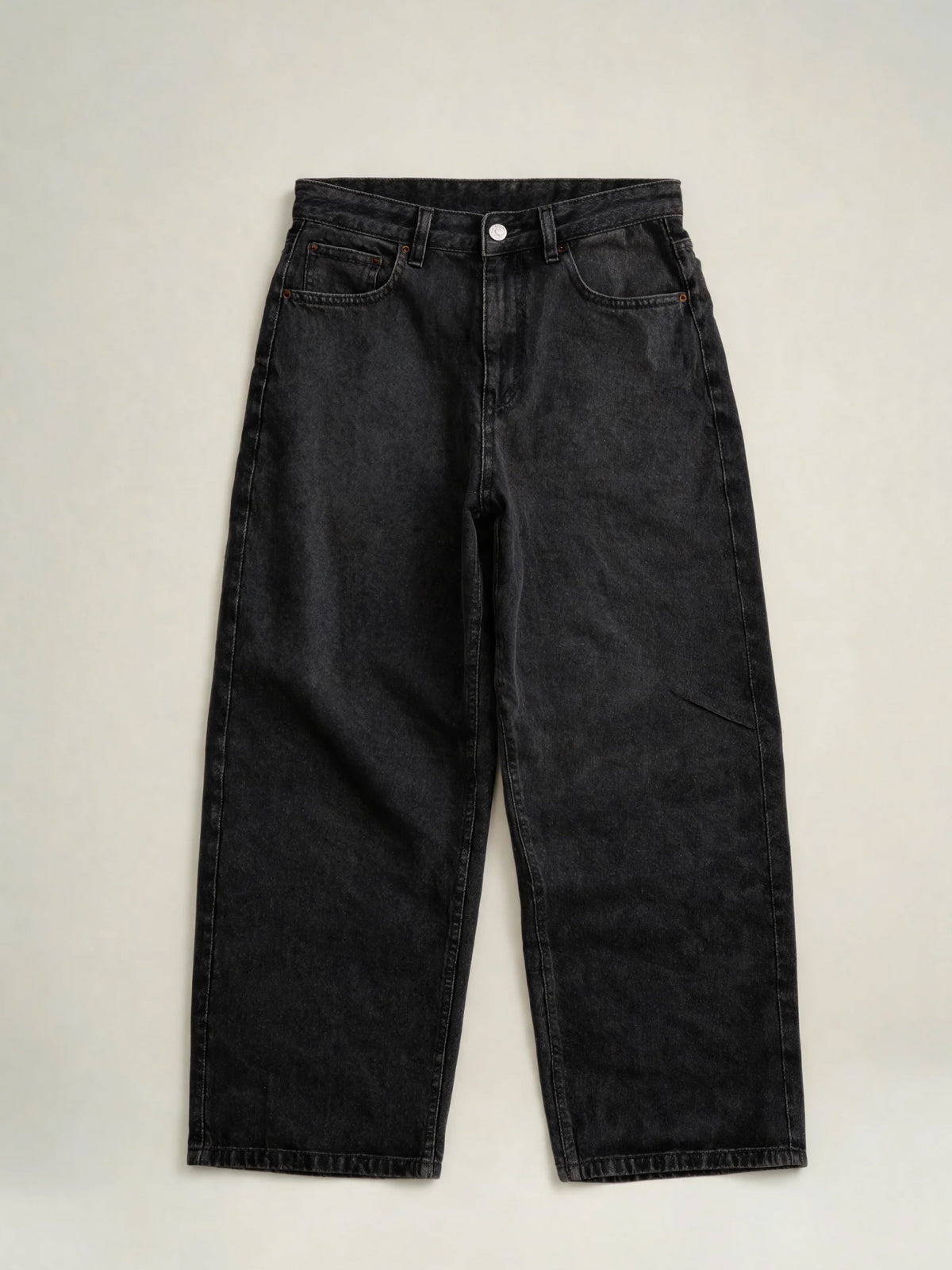 Avery | Men's Black Baggy Wide Leg Jeans | Button Zip Fly Slanted Pockets for Everyday Wear