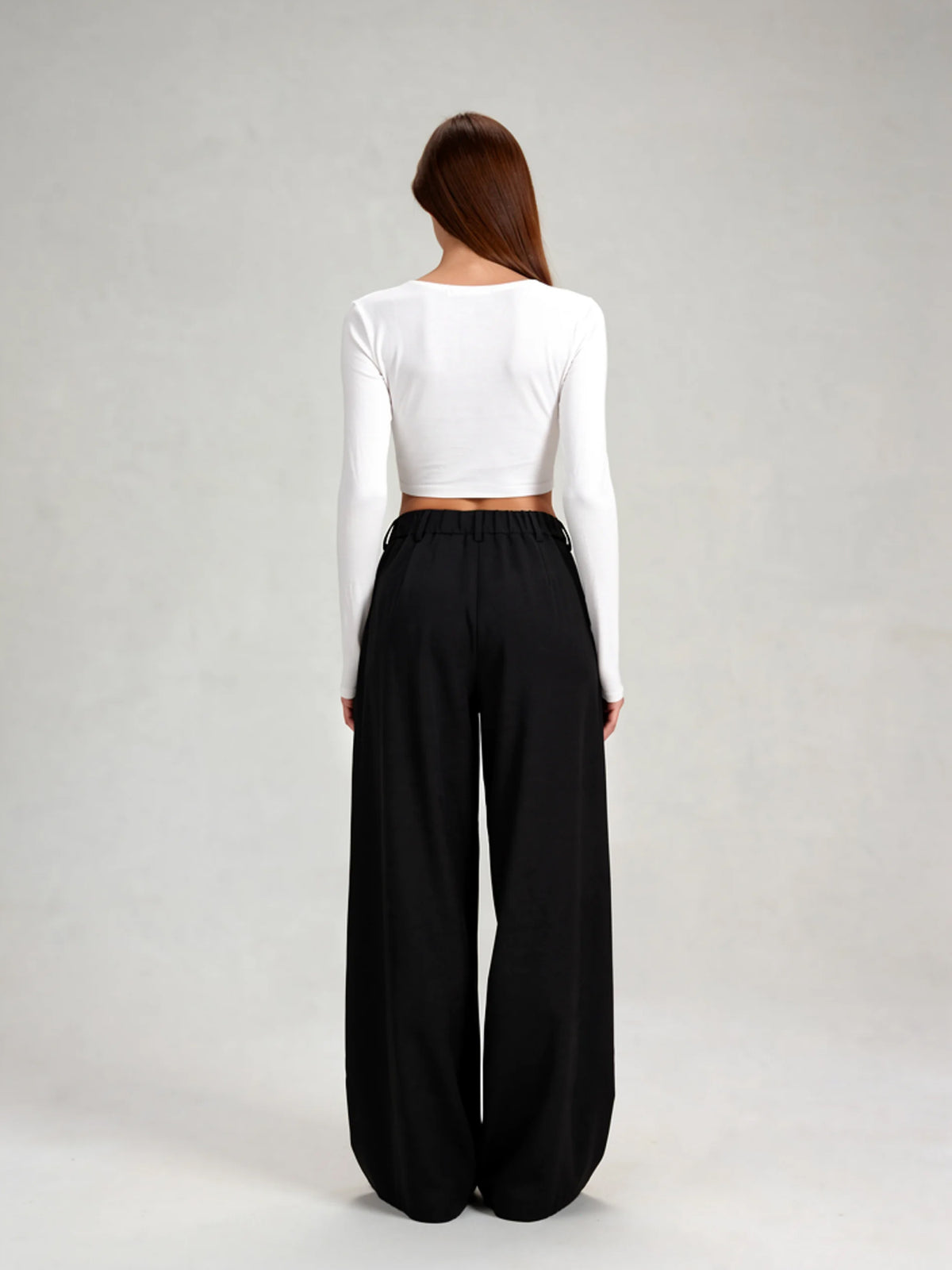 Everly | Women's Black Wide Leg Pants | Pleated Front High Waist Full Length for Office and Everyday Wear